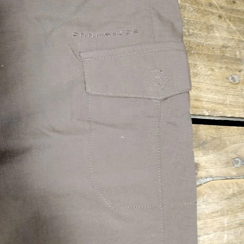 Columbia 24W Knee Pants Shorts Brown NWT Hiking Omni Shade Pockets Nylon